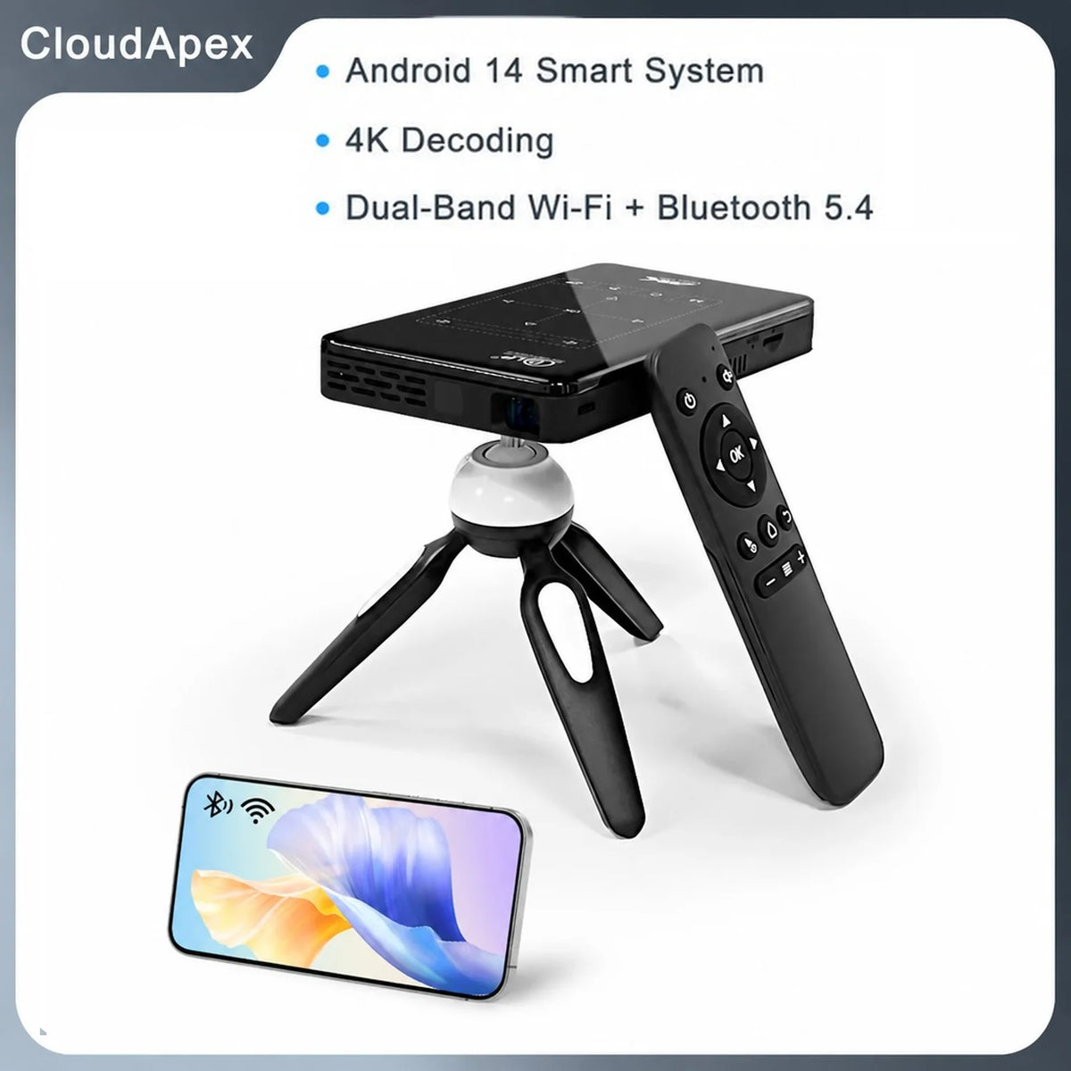 Vidéoprojecteur Android 4K Batterie Intégrée Écran 120 Pouces