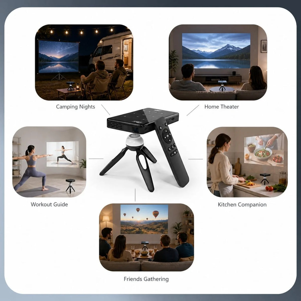 Vidéoprojecteur Android 4K Batterie Intégrée Écran 120 Pouces