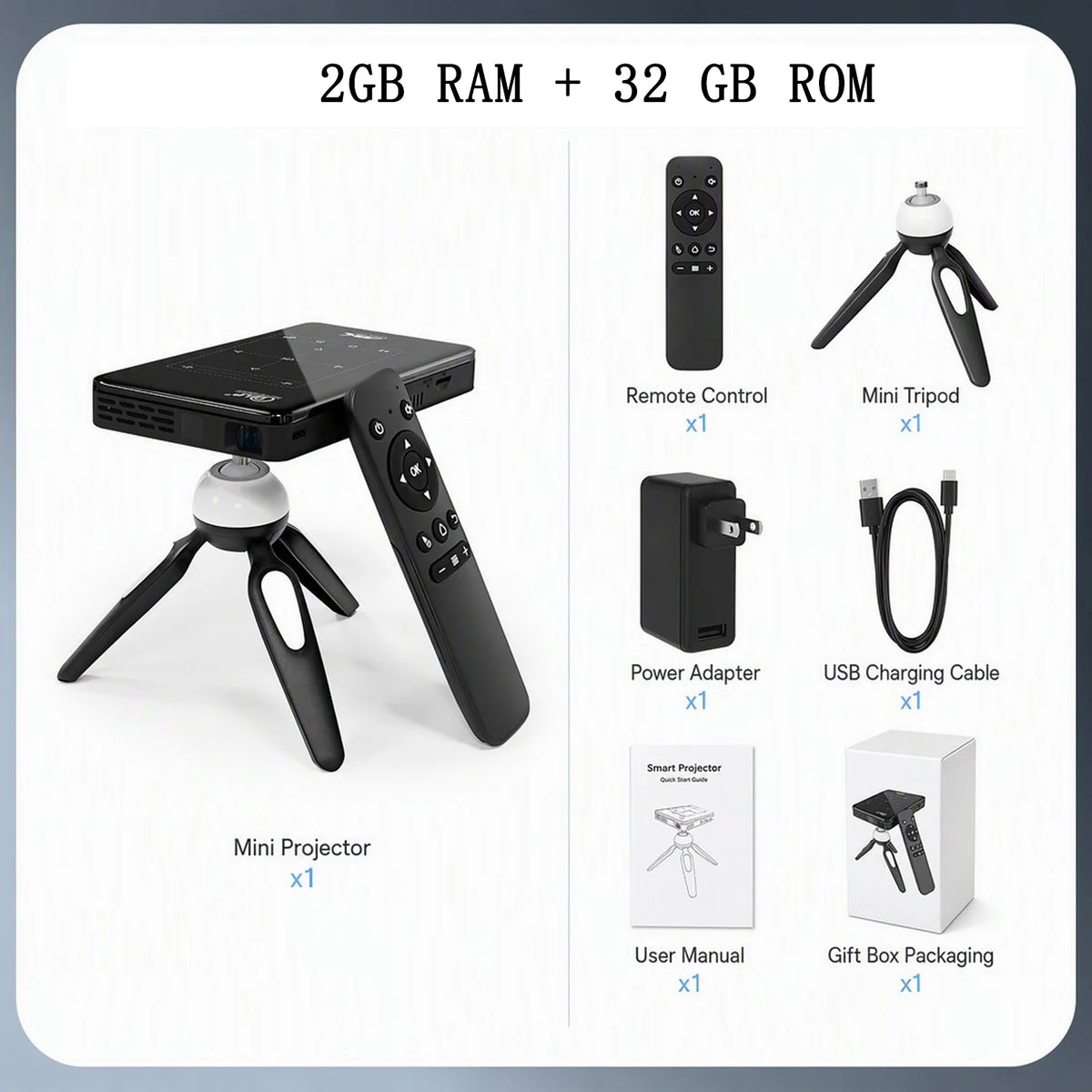 Vidéoprojecteur Android 4K Batterie Intégrée Écran 120 Pouces