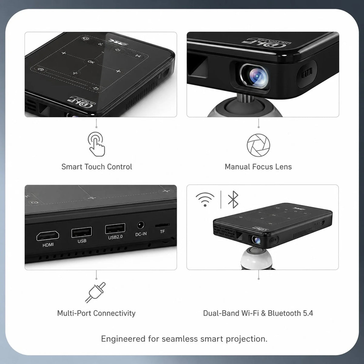 Vidéoprojecteur Android 4K Batterie Intégrée Écran 120 Pouces