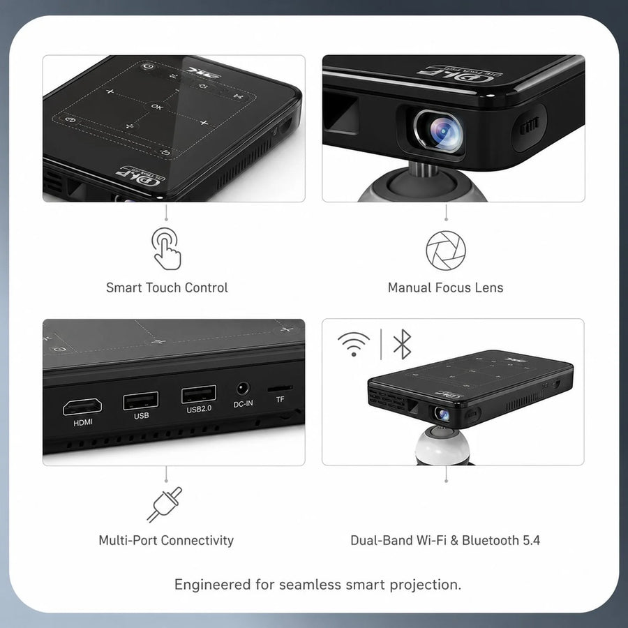 Vidéoprojecteur Android 4K Batterie Intégrée Écran 120 Pouces