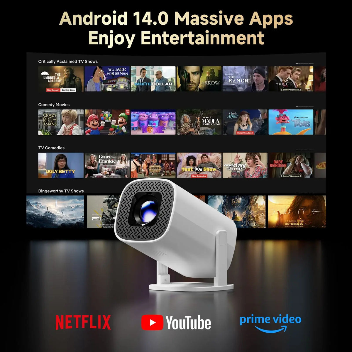 Vidéoprojecteur Portable Extérieur Android 14 P30 Pro Camping