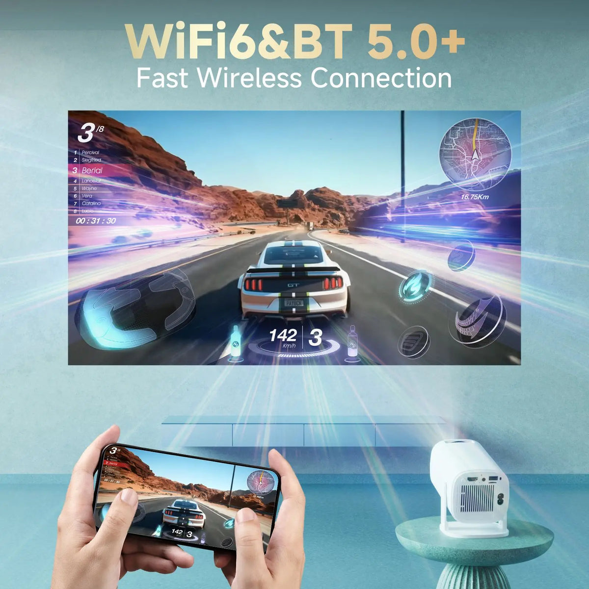 Vidéoprojecteur Portable Extérieur Android 14 P30 Pro Camping