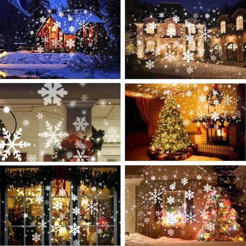 Projecteur flocon de neige USB allumé au mur, décoration de Noël rotative pour le salon