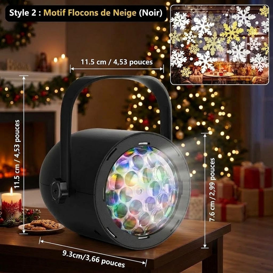Projecteur de Noël noir à motif flocons, compact, parfait comme idée cadeau de Noël