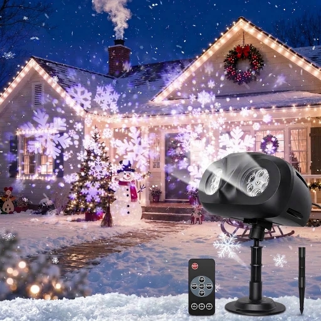 Projecteur étanche IP45 sous la neige, idée cadeau de Noël qui résiste à l'hiver