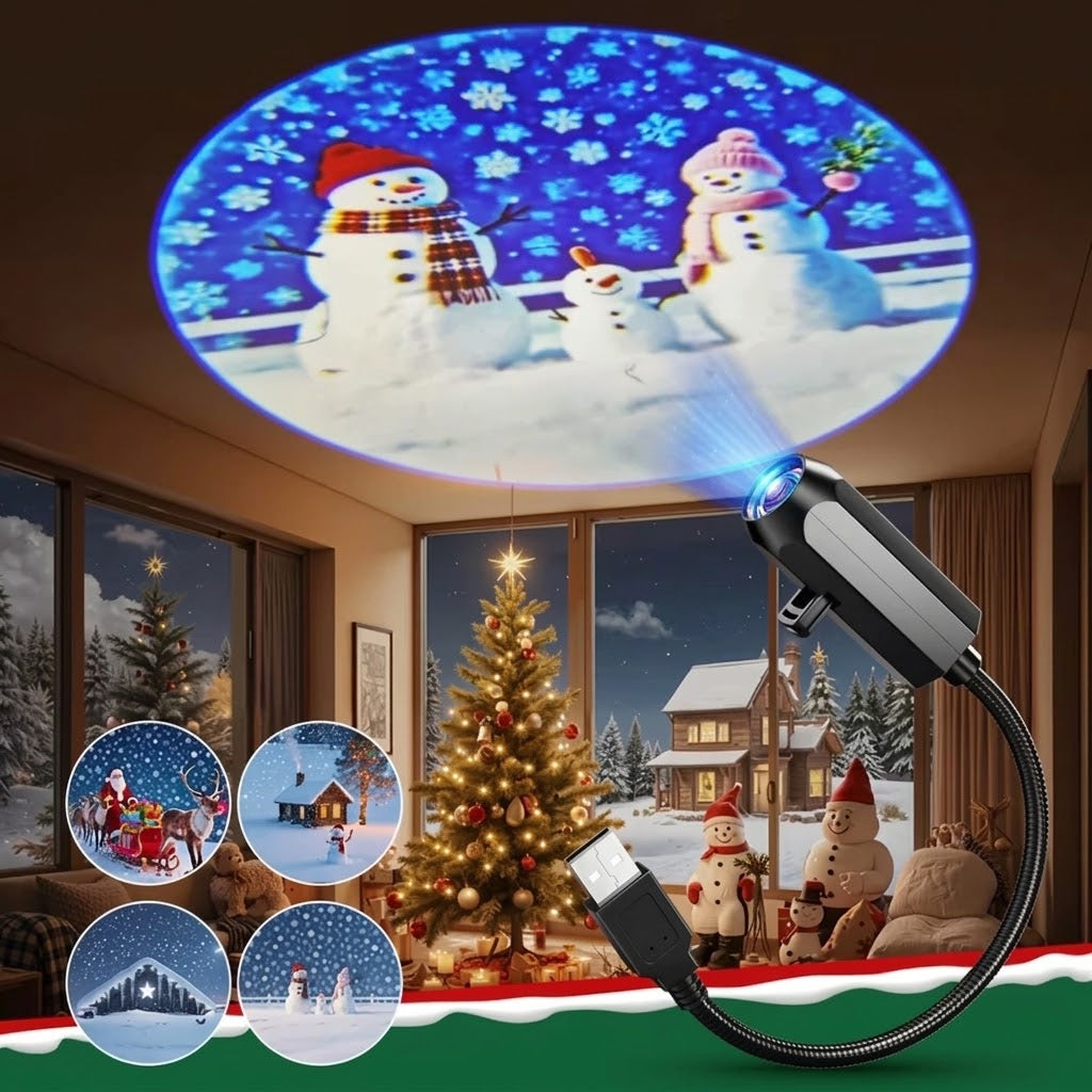 Projecteur USB à diapositives allumé, un petit cadeau de Noël idéal pour la voiture