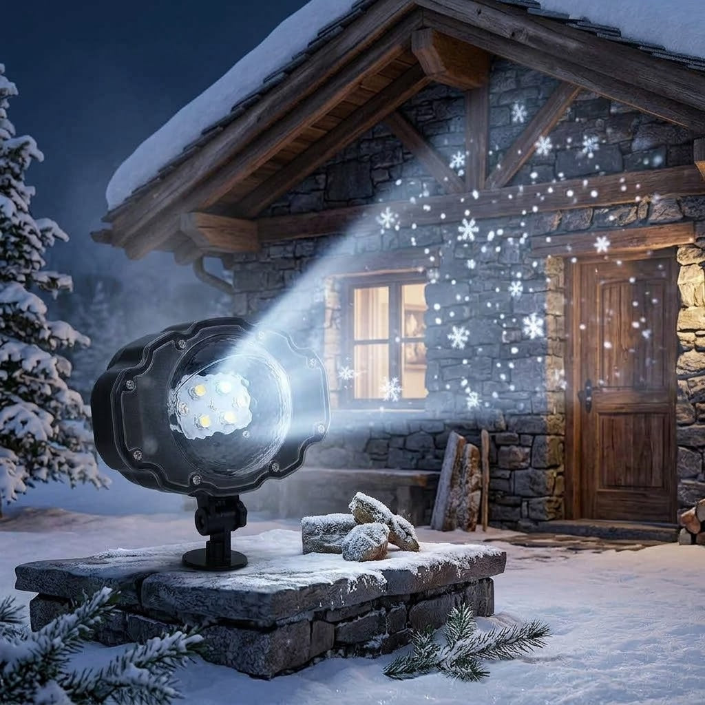 Effet neige dynamique au salon, une décoration de Noël qui convient aussi aux mariages
