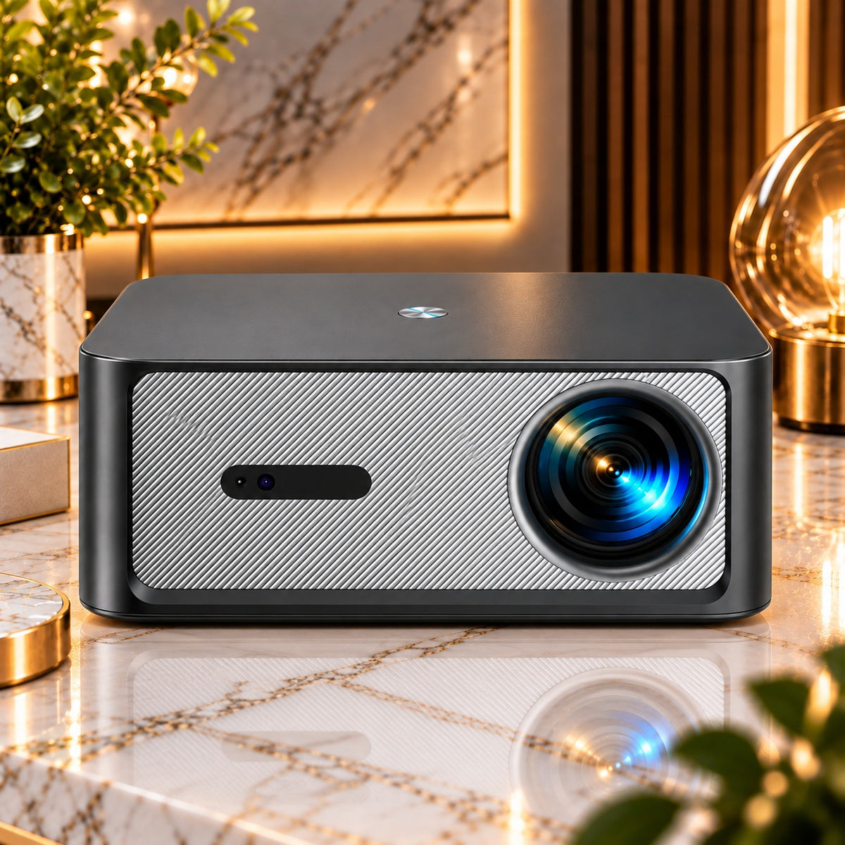 Vidéoprojecteur ThundeaL TD98 Pro gris vu de face, objectif bleuté
